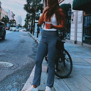 Urban outfitters crop flare plaid pants